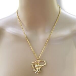 FORSTNER GOLD OVER SILVER SCORPION PENDANT & 12K GOLD FILLED CHAIN NECKLACE